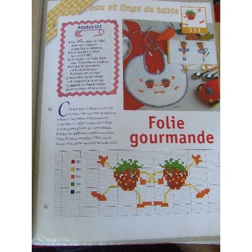 Fiche De Broderie Diagramme Point De Croix - Folie Gourmande - Fruits Et Légumes - Danse Musique