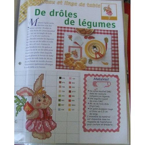 Fiche De Broderie Diagramme Point De Croix - De Drôles De Légumes - Lapin