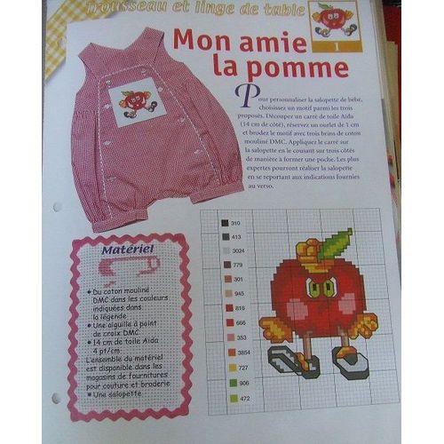 Fiche De Broderie Diagramme Point De Croix - Mon Amie La Pomme Fruits