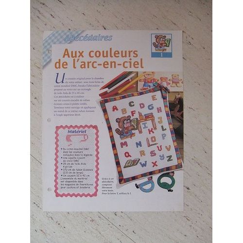 Fiche De Broderie Diagramme Point De Croix - Aux Couleurs De L'arc-En-Ciel - Abécédaire
