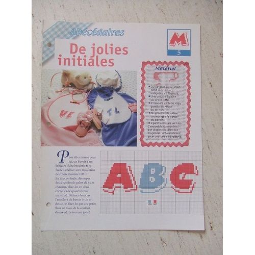 Fiche De Broderie Diagramme Point De Croix - De Jolies Initiales - Abécédaire