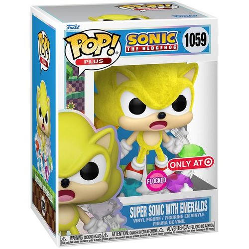 Figurine Funko Pop - Sonic Le Hérisson N°1059 - Super Sonic Avec Émeraudes - Flocked (85015)