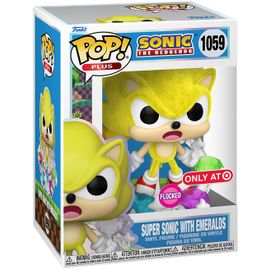Figurine Funko Pop - Sonic Le Hérisson N°1059 - Super Sonic Avec Émeraudes - Flocked (85015)