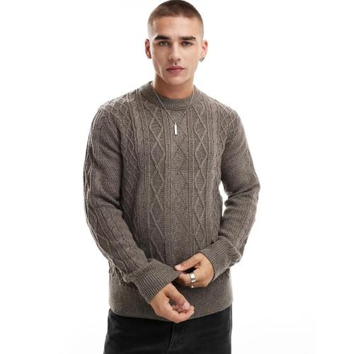 Pull Épais En Maille Torsadée - Taupe-Neutral