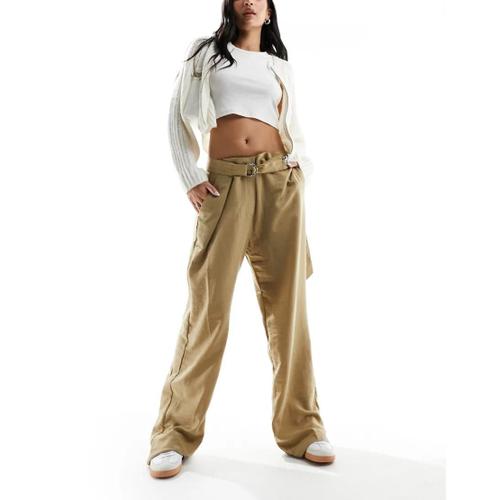 Pantalon Baggy À Taille Haute - Marron