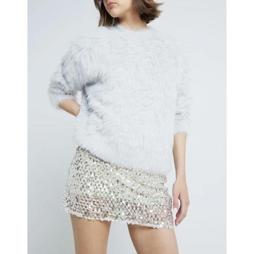 Pull En Maille Ultra Duveteuse - Gris Clair