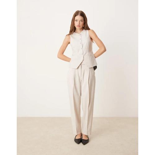 Pantalon D'ensemble Fuselé Longueur Cheville À Taille Haute - Gris Clair