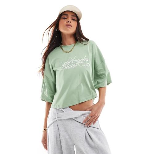 T-Shirt Crop Top À Imprimé La Pilates Club - Vert Clair