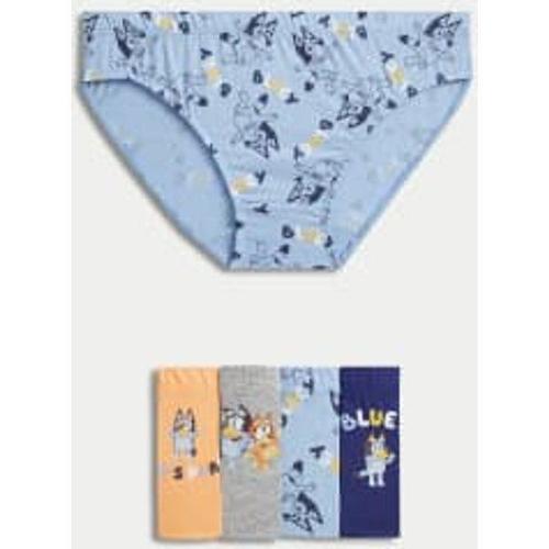 Lot De 5 Slips 100 % Coton À Motif Bluey¿ (Du 2 Au 8 Ans) - Bleu