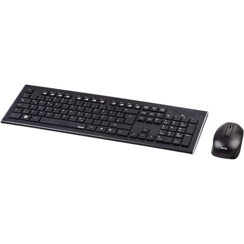 Clavier et souris sans fil (kit souris et clavier Bluetooth avec nano-récepteur 2,4 GHZ, clavier silencieux, clavier QWERTY complet, souris à 1 600 dpi) Couleur noir