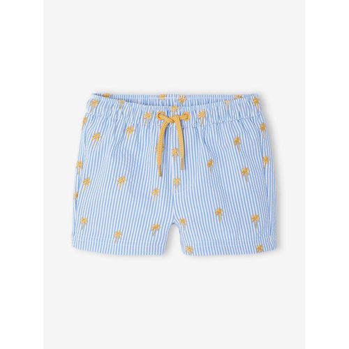 Short De Bain Imprimé Bébé Garçon Rayé Bleu Ciel/Blanc
