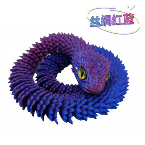 Jouet De Soulagement De Stress 3d Imprimé Serpent Artisanat De Design Multijoints Mural En Soie Rouge Bleu Longueur 60cm Style Gros