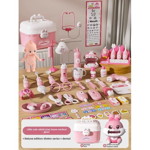 Ensemble De Jouets Médicaux Pour Enfants Avec Box Médicale Luxe+ Version Dentaire Set De Mignon Lapin Pour Filles Jouets De Médecine À Domicile