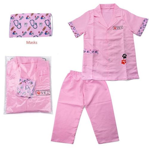 Blouse De Docteur Pour Enfants En Couleur Vétérinaire Poudre 161g Uniforme De Chef Costume De Role De Performance Professionnelle