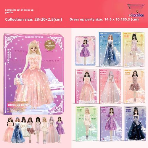 Autocollants Magnétiques Pour Filles Jouet De Princesse Avec Vêtements Changeables Pour Poupée Jouet De Patchwork De Beauté Set De Fête D'échange De Vêtements (8 Ensembles De Vêtements + 1 Album De Collection)
