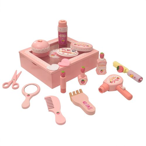 Boîte De Maquillage Pour Filles En Bois Imitation Princesse Rose Avec Peigne Jouet Éducatif Pour Enfants Gsl-Cuci