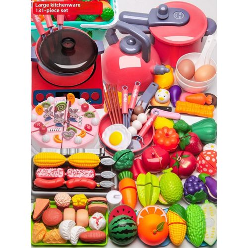 Ensemble De Jouets De Cuisine Pour Filles Appartements À Double Cuisine Grande Taille En Rouge Rose Equipement De Cuisine Pour Enfants De 3 Ans