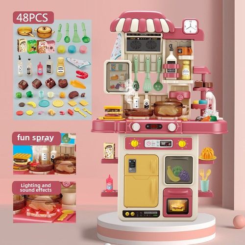 Jeu De Cuisine Miniature Pour Enfants Grand Format Set D'ustensiles De Cuisine Lumineux Et Sonores Pour Filles 6 Ans Couleur 70cm