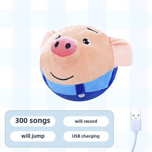 Jouet En Peluche Pour Enfants De Super-Héros En Forme De Cochon Sautant Et Parlant Poupée De Contrôle À Distance Bluetooth (Environ 13cm) Couleur Bleu