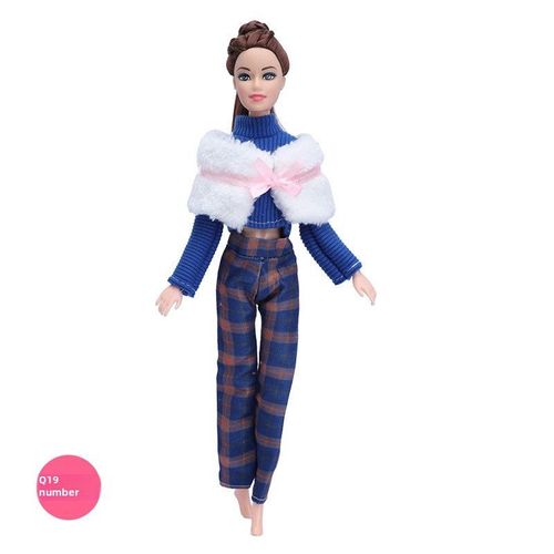 Ensemble De Mode Pour Poupée 30cm Barbie Avec Vêtements Et Manteau En Fourrure Long Pour L'hiver Et Short Pour Le Printemps Et L'automne En Couleur Q19