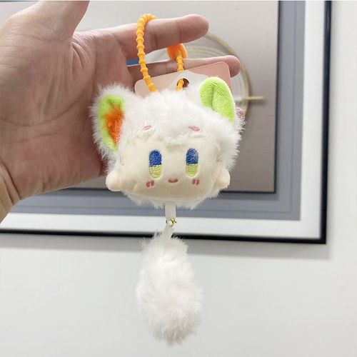 Pendentif Miniature De Poupée En Peluche Appartement De Dessin Animé Avec Porte-Clés De Renard Chat Fée Accessoire De Sac À Dos Jouet De Couple Blanc Taille 15cm