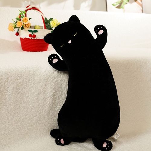 Oreiller De Chat Mignon Pour Filles Jouet De Sommeil Pour Enfants Hauteur 65cm Noir Matière Épaisse Et Douce