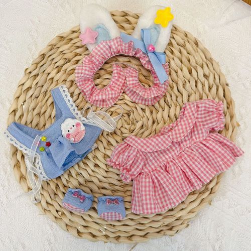 Tenue De Fille D'ours En Coton 20cm En Stock Costume De Servante Pour Poupée En Coton Doux Avec Capuche Réversible Couleur Mignon Lapin