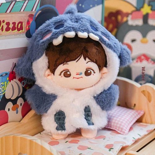 Poupée En Coton Avec Capuche De Requin 20cm De Stock Pour Vente En Gros Couleur Bleu Pour Fans De L'animation Sans Attributs Poupée De Remplacement