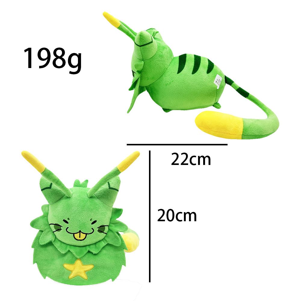 Poupée De Peluche Épaisse De Regretevator Gnarpy D'apparence Feline Vert 20cm 200g Pour Les Amateurs De Jeux Vidéo