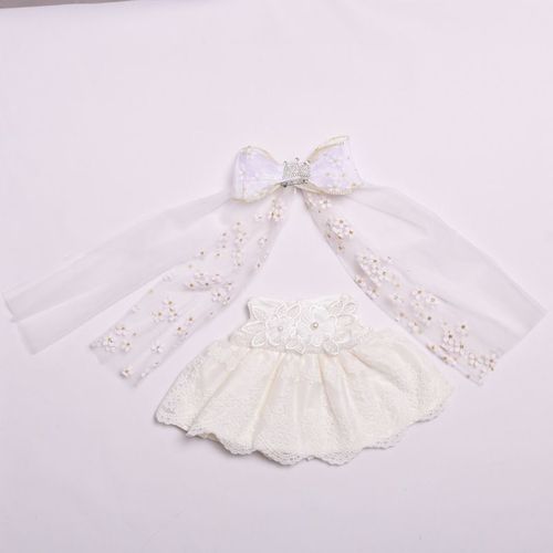 Robe De Mariée En Tissu Lapin 38cm Avec Couronne Blanche Grande Taille Pour Poupées Dresses De Mariagelabubu Couleur Blanche