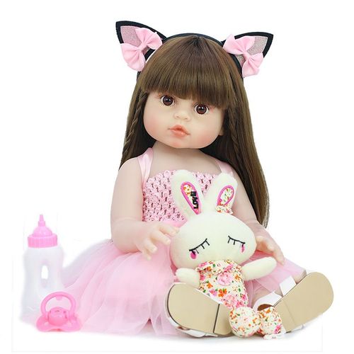 Poupée Re-Born De 53 Cm Multifonctionnelle En Resine Pour Femmes Poupée De Simulation De Lapin À Oreilles En Stock Couleur 53cm
