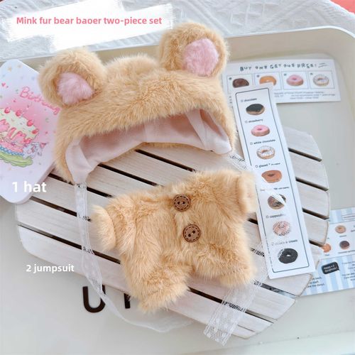 Tenue De Poupée En Coton Avec Capuche Et Pantalon 10cm 15cm Ensemble De Deux Pièces Pour Bébé Ours Polaire Et Raton Laveur