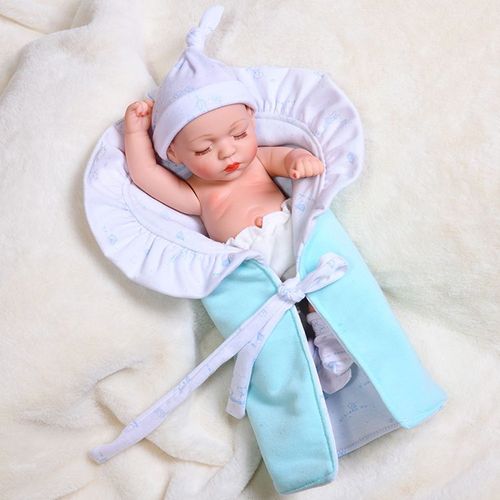 Poupée Reborn Mini 11 Pouces Jouet Pour Fille Muette Et Dormante En Plastique Bleu Pour Bébé Muette D'éveil Précoce En Gros