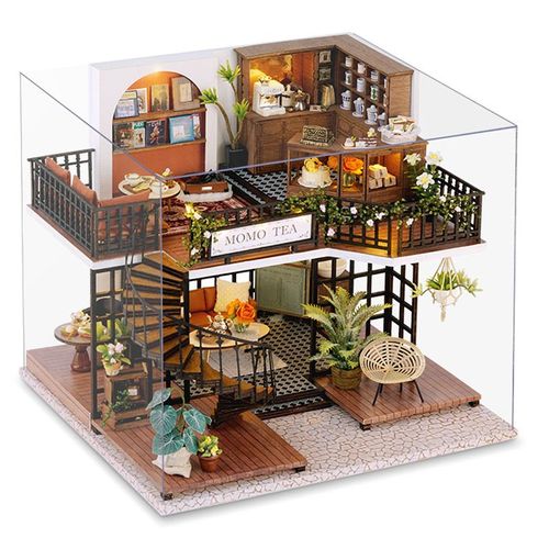 Maison De Maître Double Couche De Style Rétro Avec Décor De Bois De Bambou Idéal Pour Cadeau De Fille Modèle De Maison En Miniature De Qinghua