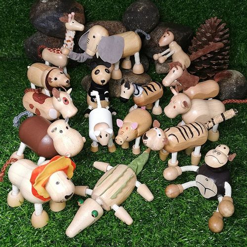 Jouet D'animaux De Dessin Animé En Bois Massif Pour Enfants Jouet Éducatif Précoce Pour Animaux De Ferme Et De La Forêt Ensemble De Modèles D'animaux 18 Couleurs Livraison Gratuite Boîte De Rangement Incluse