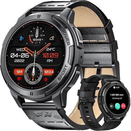Montre Connectée Hommes Avec 2 Bracelet, 500mah Longue Durée Batterie, 1,43 Pouce Écran Amoled Fréquence Cardiaque/Oxygène Sanguin 5atm Imperméable Compatible Android Ios Smartwatc[Wat031609]