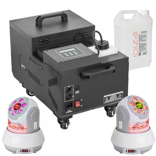 Pack Lumière Machine à Fumée Lourde 1500W - 2 Lyres 30W STAR-WASH Ibiza - Danse Dj Pro Soirée Fête Mariage