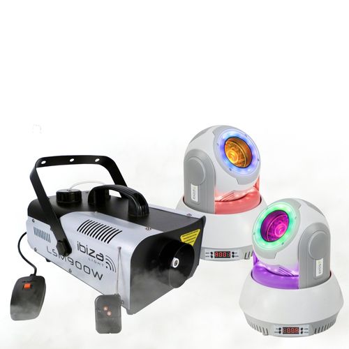 Pack Machine à Fumée Ibiza Light LSM900W - 2 Lyres STAR-BEAM 40W - Soirée Dj Mariage Pro Fête Danse
