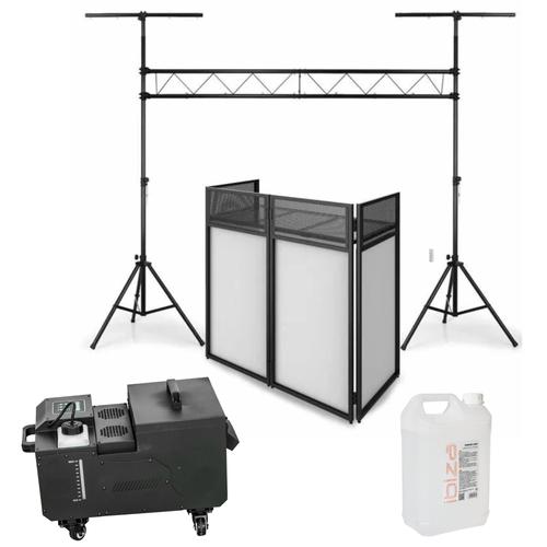 Pack Lumière Machine à Fumée Lourde 1500W - Portique Ibiza SLB001 - DJ Booth Façade Régie DS30 - Soirée Mariage Pro Fête