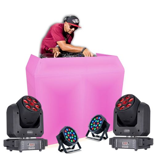 Pack Ibiza Régie DJ Booth Facade DS40 - 2 Lyres Spot 100W B-Eye 6x10W DMX - 2 Projecteurs PAR - Soirée Mariage Fête Pro