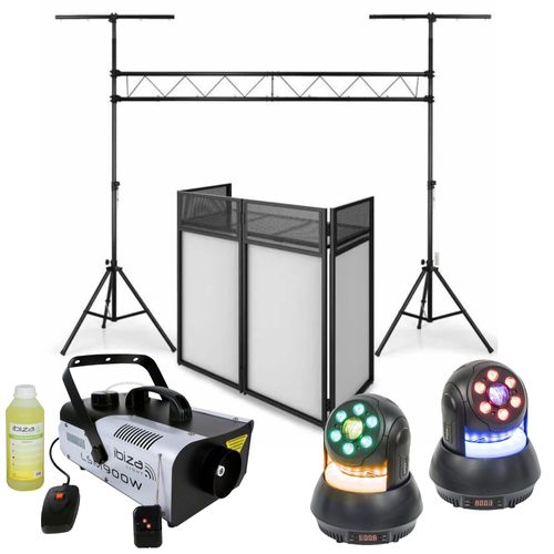 Pack Portique Lumière Ibiza - Régie DJ DS30 Façade - Machine Fumée LSM900W - 2 Lyres STAR-WASH 30W - Soirée Fête Dj Mariage Club