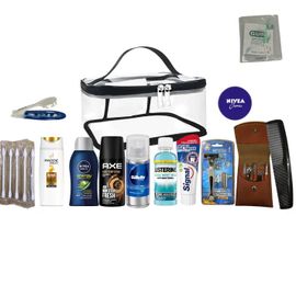 Trousse Voyage Homme - 1 Vanity + 12 Produits + 1 Brosse Interdentaire 
