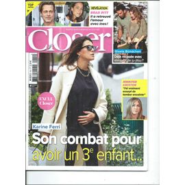 Closer 18/11/2022 Karine Ferri, Brad Pitt, Jennifer Aniston, Gisele Bündchen, David Beckham, Richard Berry, Holly Humberstone, Kate Moss, Claude Lelouch, Loana, Michel Sardou, Slimane, Kevin Costner