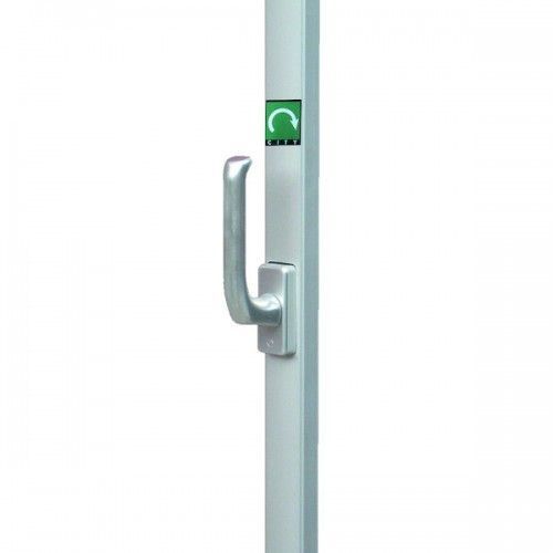 Crémone pompier à poignée rotative aluminium City 43003 - en applique - finition alu satiné ISEO