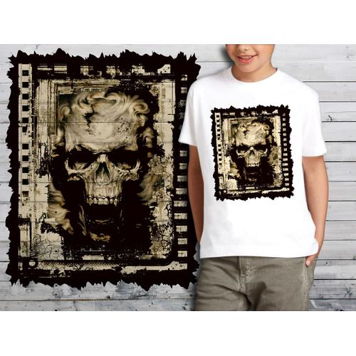 T-Shirt Blanc Enfant Tete De Mort Skull Design 581