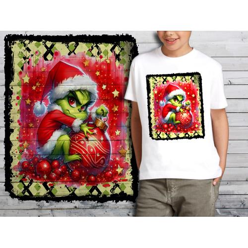 T-Shirt Blanc Enfant Bebe Grinch De Noel 773