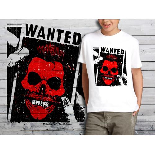 T-Shirt Blanc Enfant Tete De Mort Skull Design 569