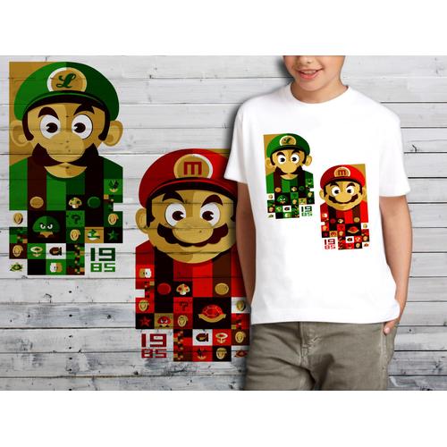 T-Shirt Blanc Enfant Super Mario Bros Mario Et Luigi 629