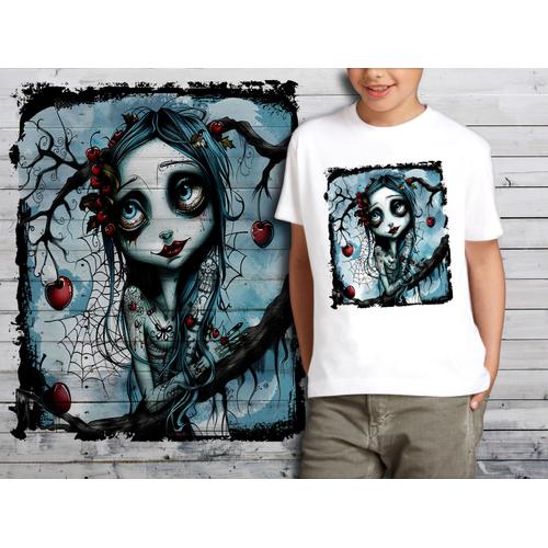 T-Shirt Blanc Enfant Gothic Girl Gothique 702