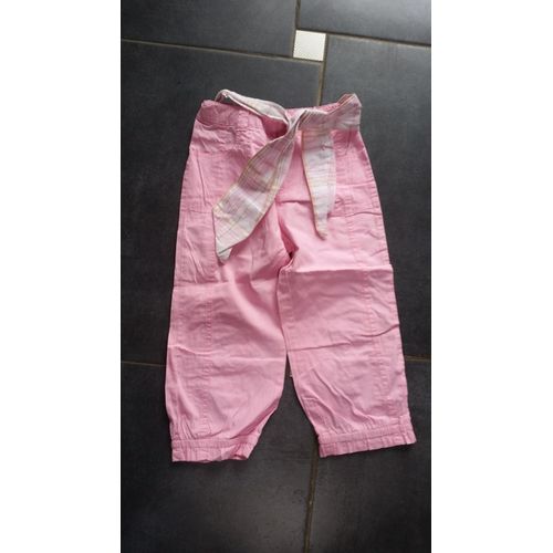 Pantacourt Coton 5 Ans Rose Avec Ceinture À Carreaux